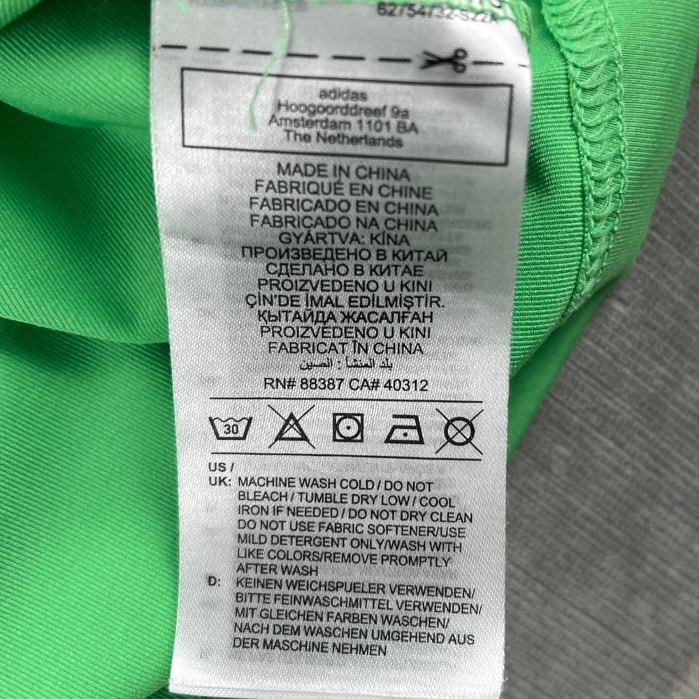 Adidas Mens Large Green Polo Shirt Primegreen AJGA Logo Colorblock Performance